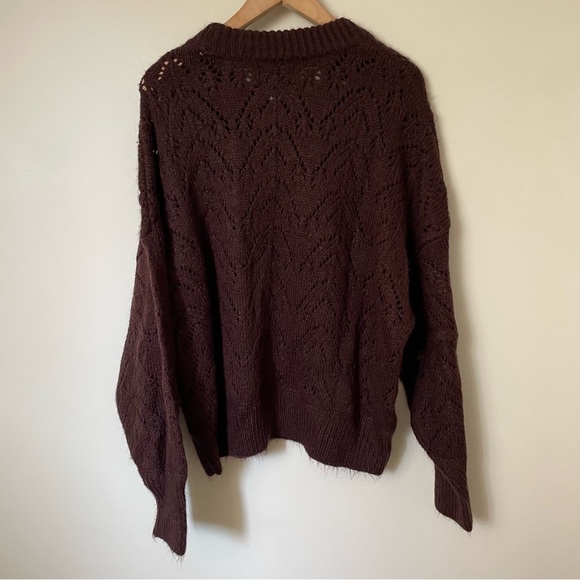 Old Navy Cozy Pointelle-Knit Crew-Neck Sweater Burgundy Size Extra Large - Picture 9 of 10